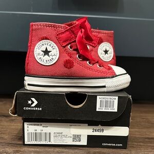 Converse Kids Red High-Top Sneakers with White Accents